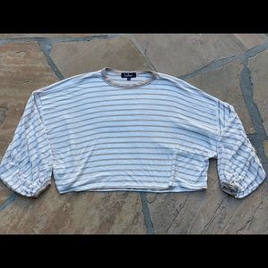 Cute cropped tan white striped flowy top LuLu’s S